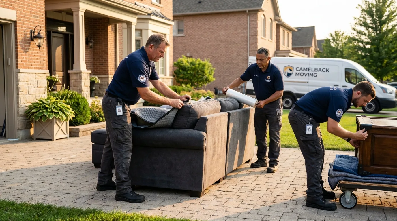 Large estate moving crew wrapping furniture in Hebron, MD